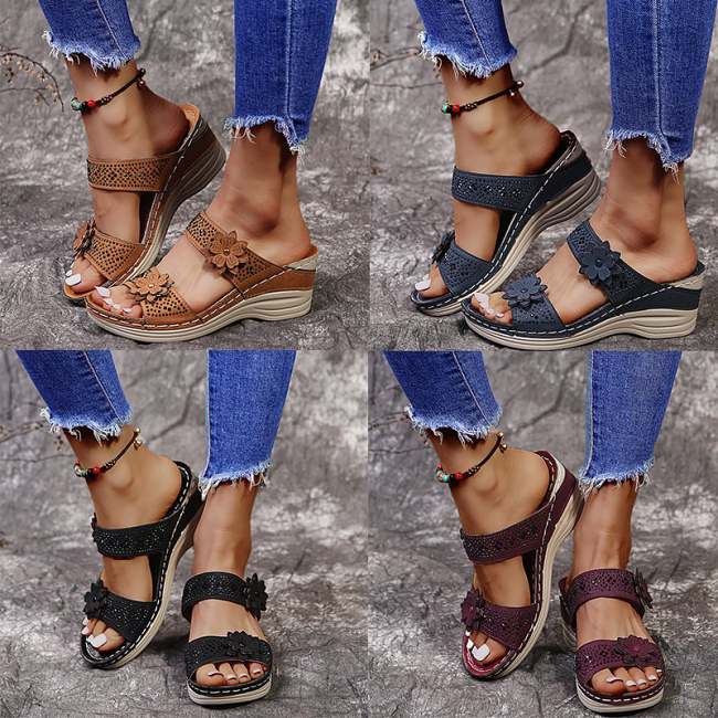 Women's Vintage Floral Wedge Orthopetic Sandals