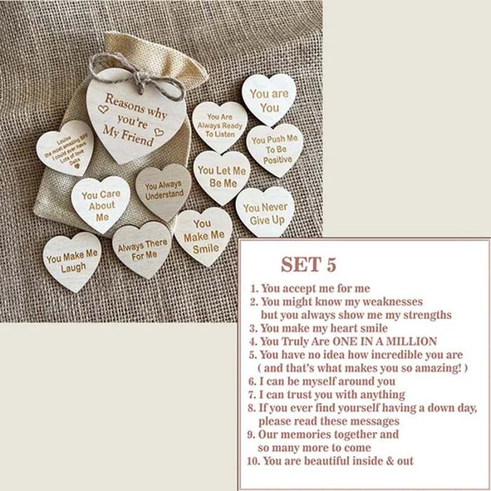 (49% OFF)Why You Are My Friend Wooden Box and Heart Tokens