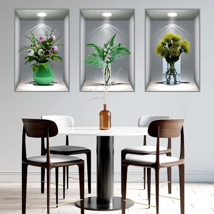 3D Flowers Vase Wall Sticker