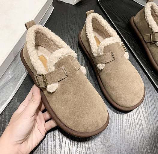 WOMEN'S PLUSH ROUND TOE SLIP-ON FLATS