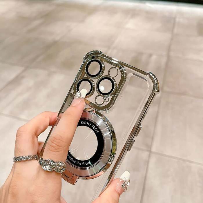 Electroplating transparent four corners drop-proof cell phone case