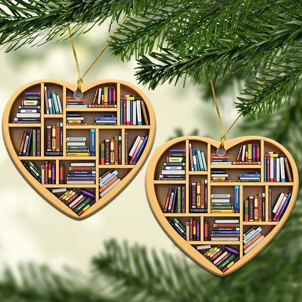 Book Lovers Heart Ornament(2D Flat)