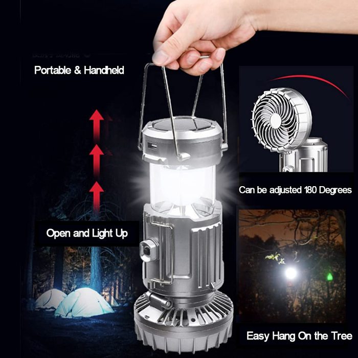 Versatile solar-powered camping lantern