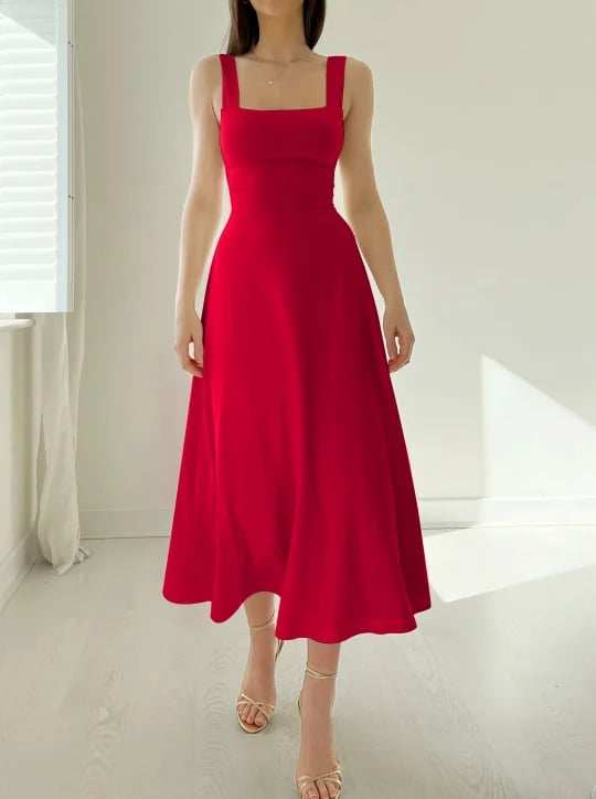 Audrey Reversible Midi Dress in Organic Bamboo with Pockets