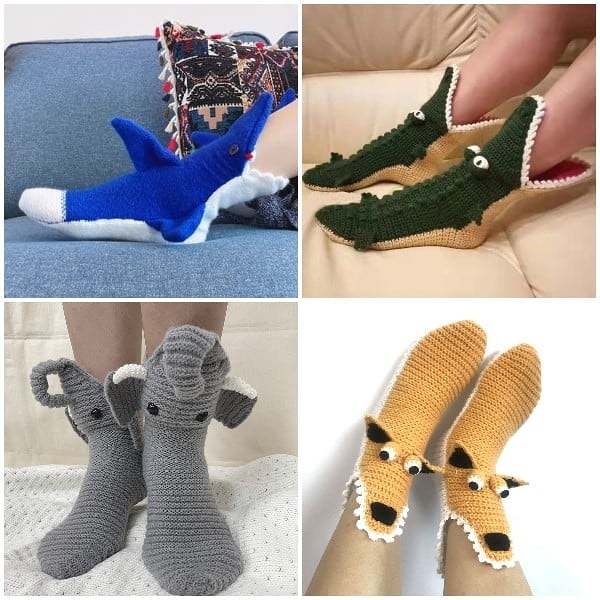 - 3D Knit Crocodile Socks