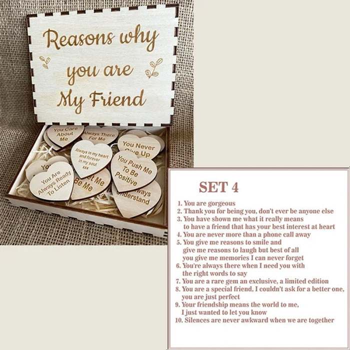 (49% OFF)Why You Are My Friend Wooden Box and Heart Tokens