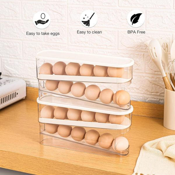 Space-Saving Rolling Egg Storage Box