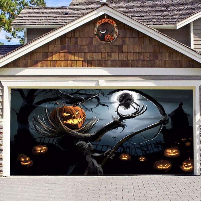 2024 Halloween Garage Door Panorama Fabric Decoration