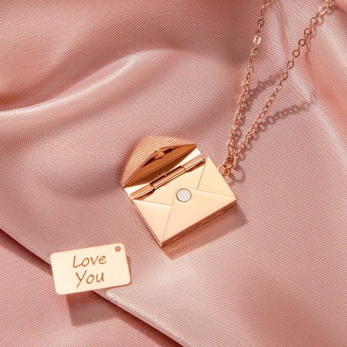 Secret Message Envelope Pendant Necklace