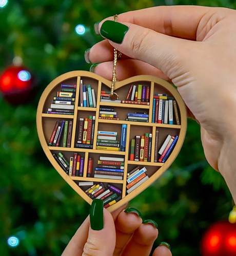 Book Lovers Heart Ornament(2D Flat)