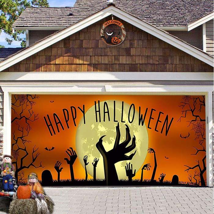 2024 Halloween Garage Door Panorama Fabric Decoration