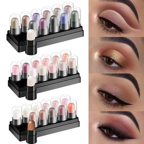 Long Lasting Waterproof 12-Color Eyepen Glitter Shimmer Eye Shadow Pen Set