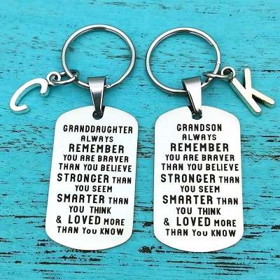 To My Grandson Granddaughter  Gift Lettering Keychain