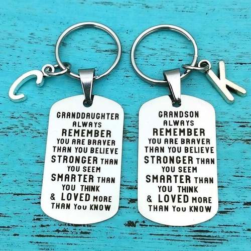 To My Grandson Granddaughter  Gift Lettering Keychain