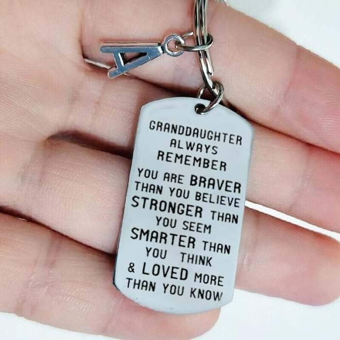 To My Grandson Granddaughter  Gift Lettering Keychain