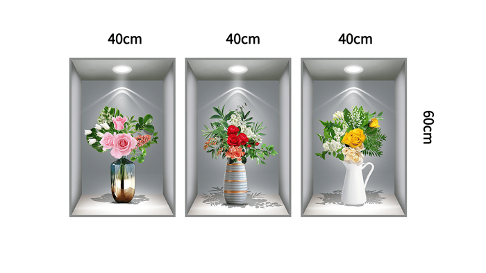 3D Flowers Vase Wall Sticker