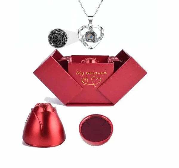 I Love You Roses Bloom Necklace in 100 Languages Gift Set