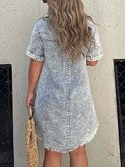 Short Sleeve Casual Denim Shirt Dress