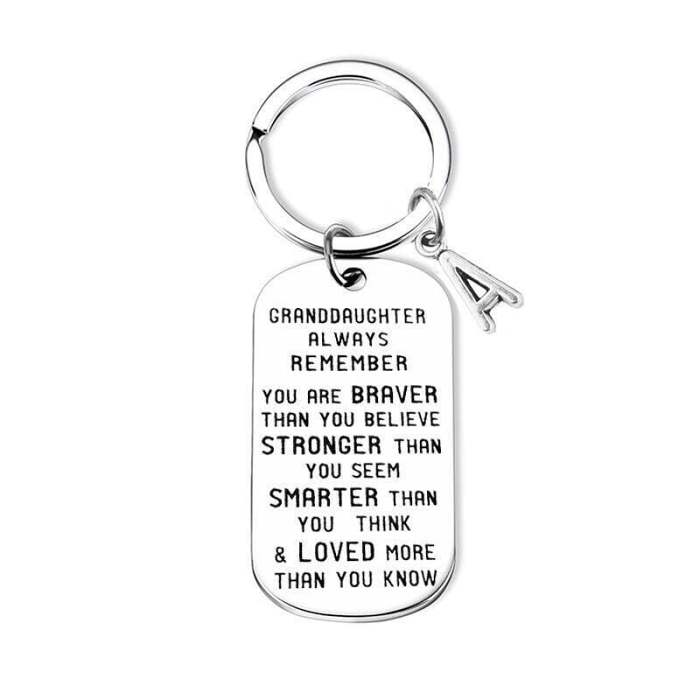 To My Grandson Granddaughter  Gift Lettering Keychain