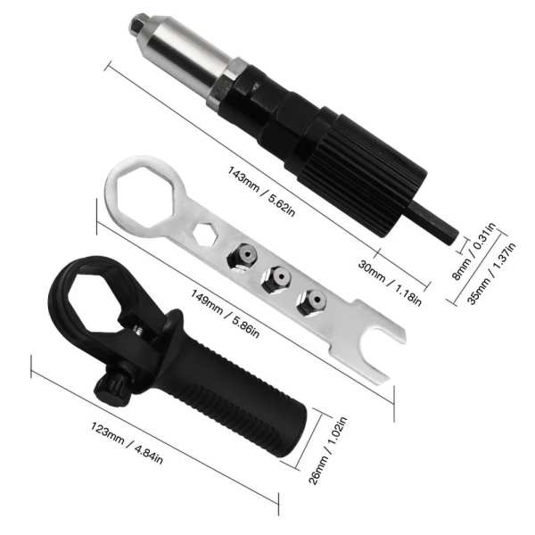 Professional Rivet Gun Adapter Kit with 4Pcs Nozzle Bolts