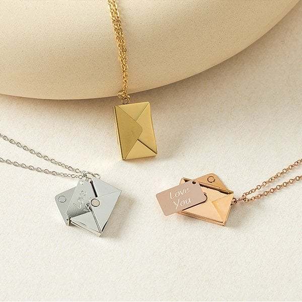 Secret Message Envelope Pendant Necklace