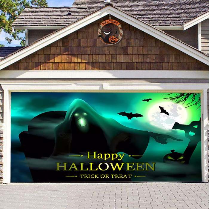 2024 Halloween Garage Door Panorama Fabric Decoration