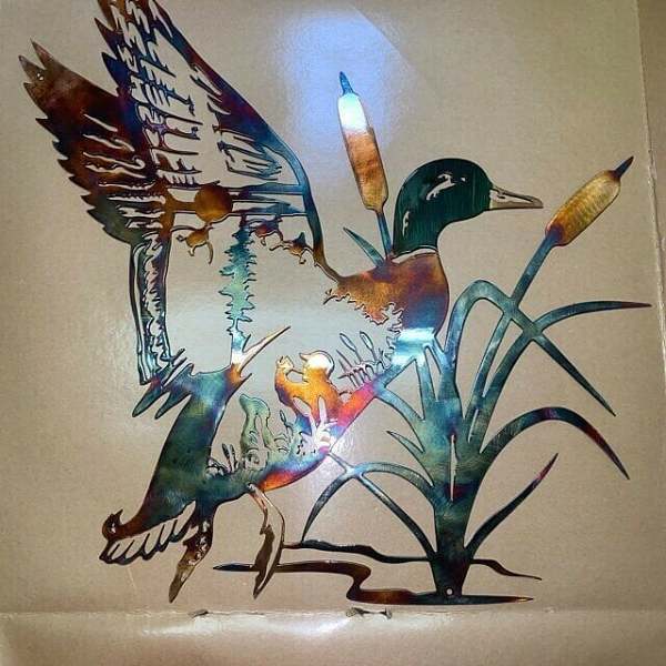 Solo Mallard Hunting & Trout Fishing Scene Metal Wall Art-BUY 2 FREE SHIPPING