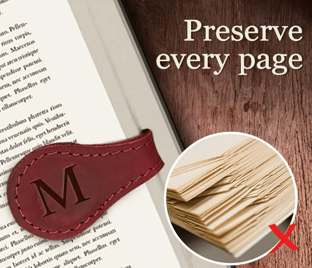 TimelessMark–Personalized Magnetic Leather Bookmark