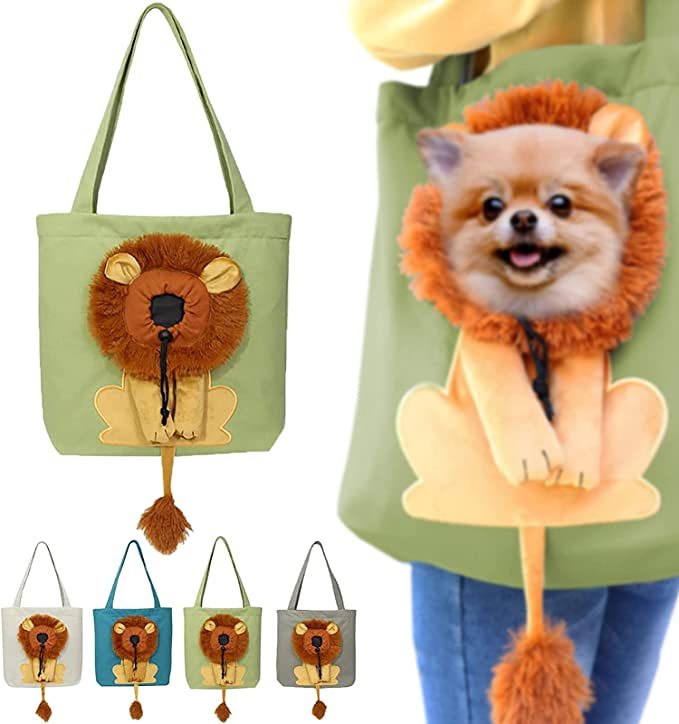 Lion-Shaped Pet Canvas Shoulder Bag