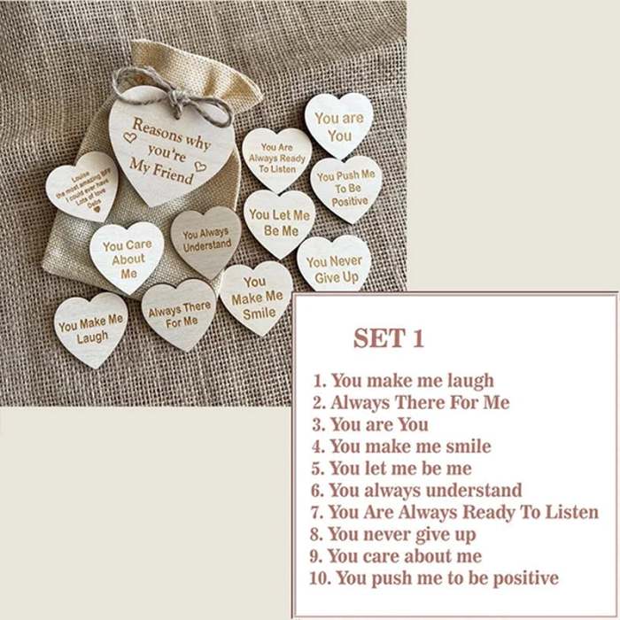 (49% OFF)Why You Are My Friend Wooden Box and Heart Tokens