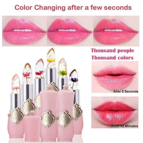 Crystal Jelly Flower Color Changing  Lipstick-BEST GIFT