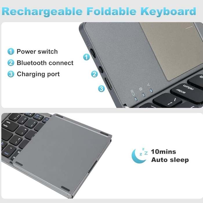 Folding Bluetooth Keyboard with Touchpad