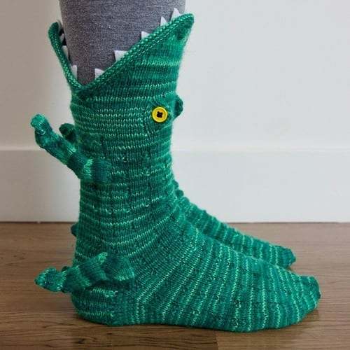 - 3D Knit Crocodile Socks