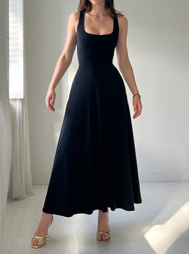 Audrey Reversible Midi Dress in Organic Bamboo with Pockets