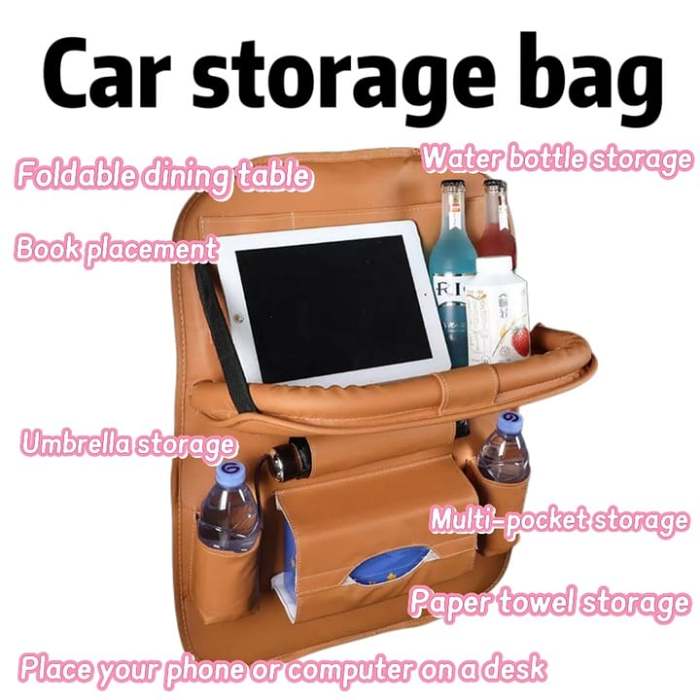 2024 Car Rear Seat Leather Storage Bag