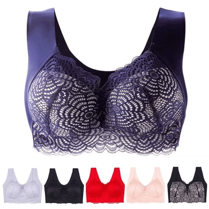 Full figure seamless comfortable bra with lace cutout