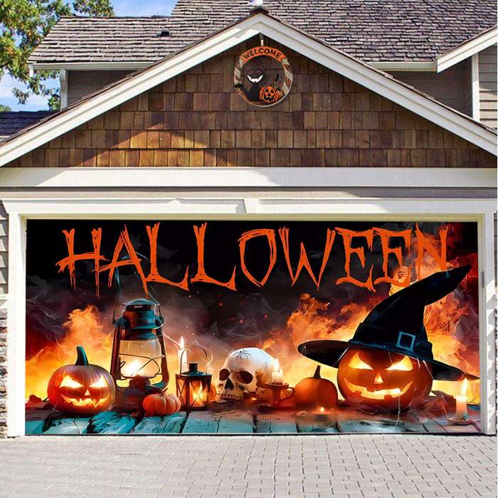 2024 Halloween Garage Door Panorama Fabric Decoration