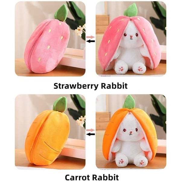Strawberry Bunny Transformed into Little Rabbit Fruit Doll Plush Toy(Ornaments)