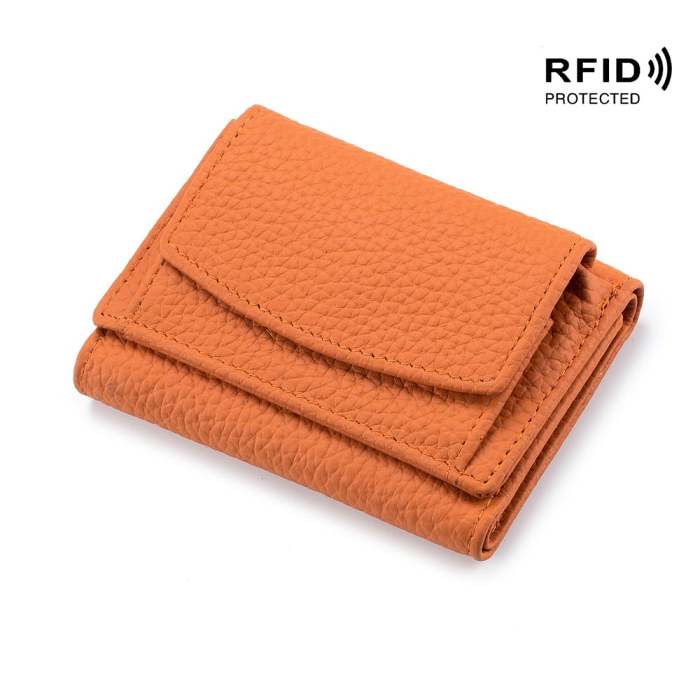 2023 New Genuine Leather RFID Blocking Card Holder Organizer Pocket Mini Wallet