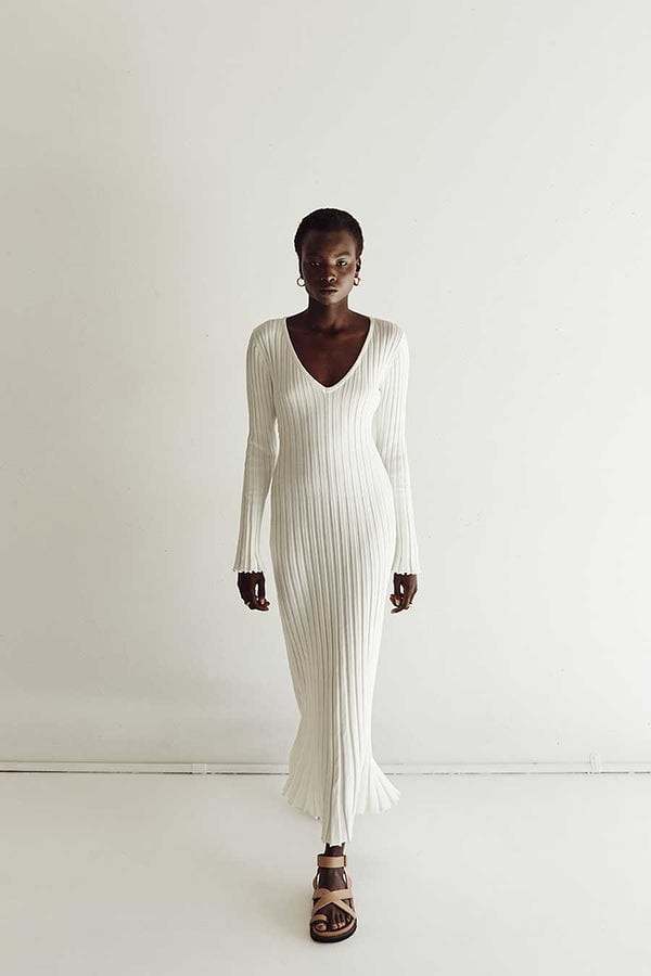 Long Sleeved Knit Midi Dress