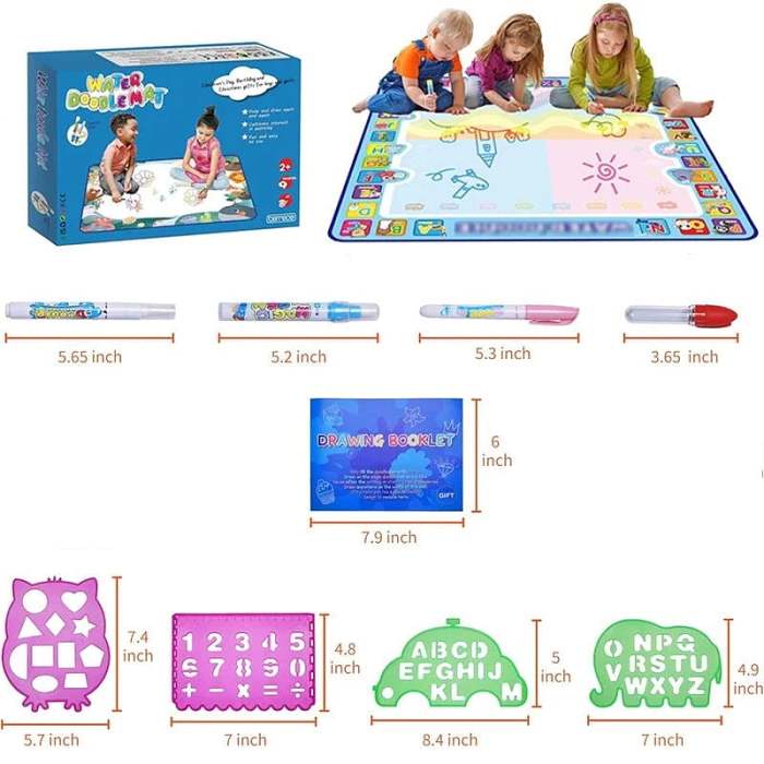 Water Doodle Mat ,Aqua Painting Drawing Mat Mess Free Learning Toy Mat