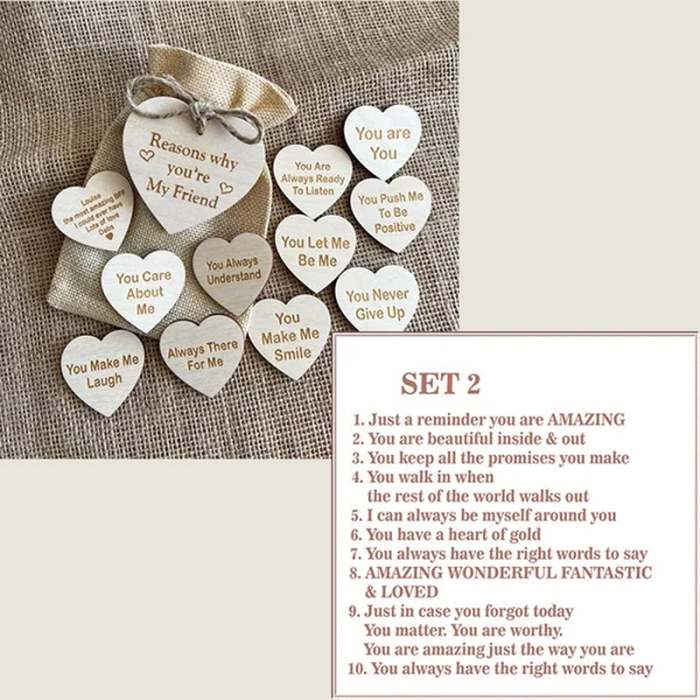 (49% OFF)Why You Are My Friend Wooden Box and Heart Tokens