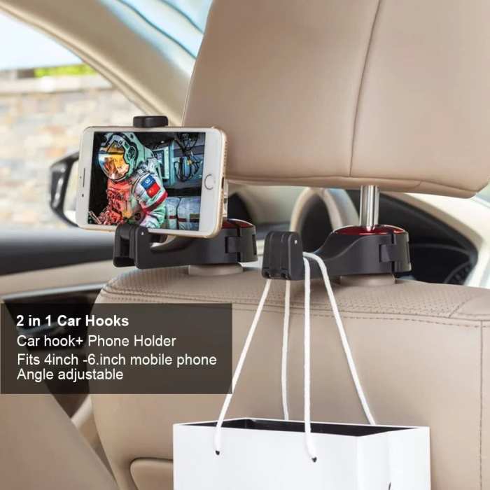 2 in 1 Car Headrest Hidden Hook