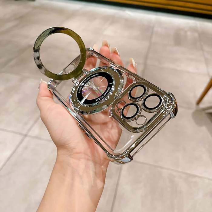 Electroplating transparent four corners drop-proof cell phone case