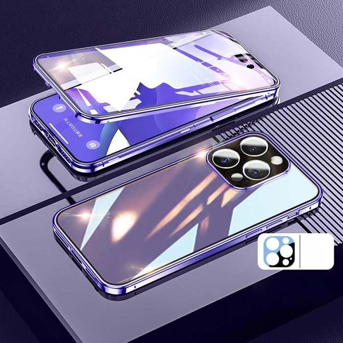 Magnetic Tempered Glass Double-Sided Phone Case For iPhone 15/14