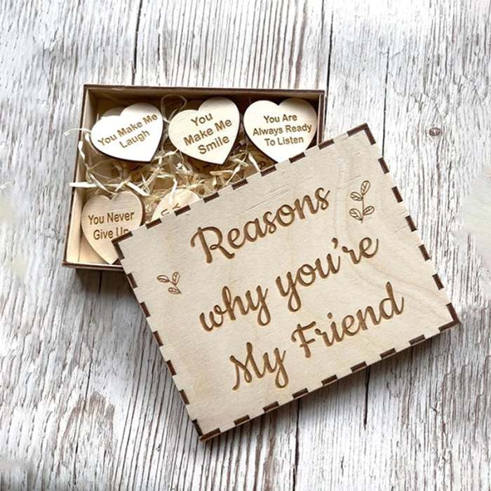 (49% OFF)Why You Are My Friend Wooden Box and Heart Tokens