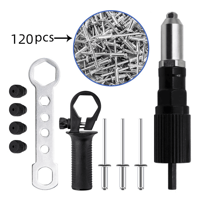 Professional Rivet Gun Adapter Kit with 4Pcs Nozzle Bolts