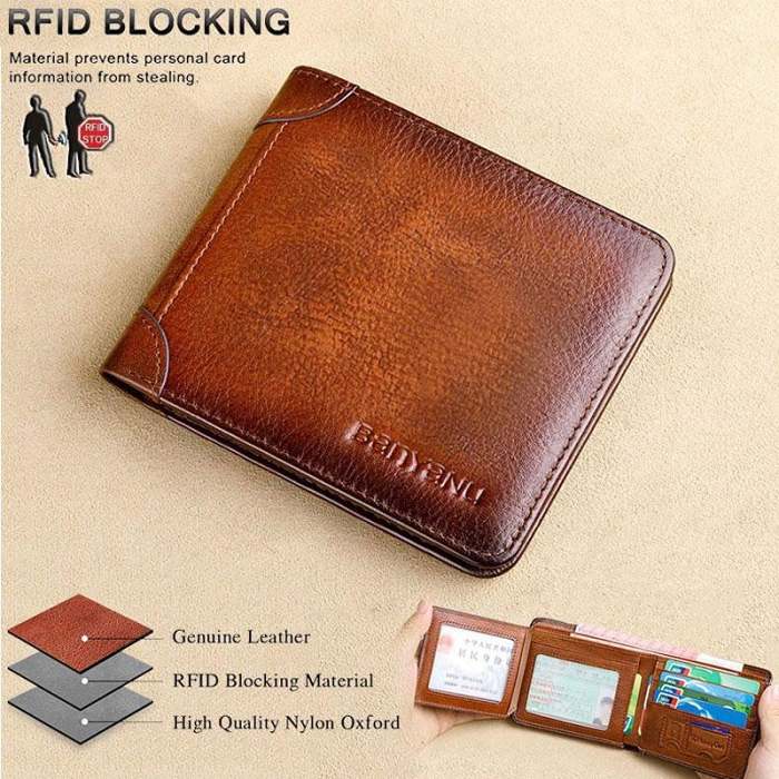 Men's EssentialsMulti-functional RFID Blocking Waterproof Durable Genuine Leather Wallet