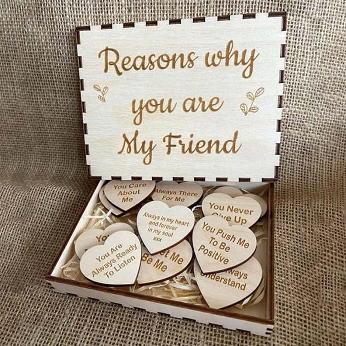 (49% OFF)Why You Are My Friend Wooden Box and Heart Tokens