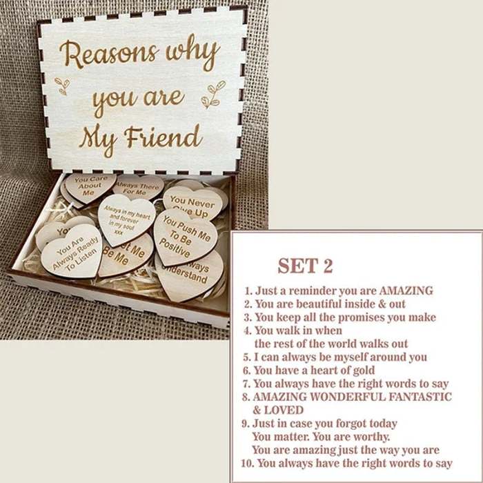 (49% OFF)Why You Are My Friend Wooden Box and Heart Tokens